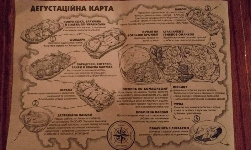 Тур по Закарпатью. Дегустационная карта